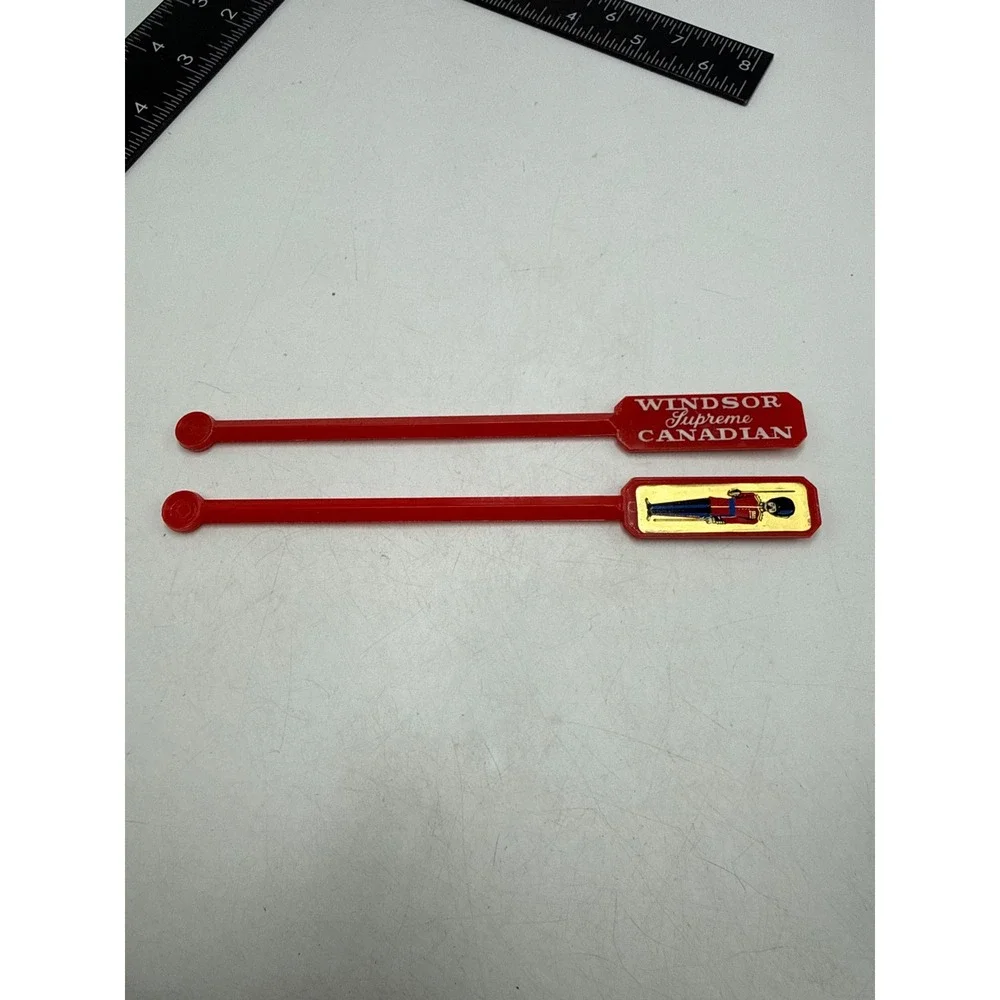 Vintage Windsor Supreme Canadian Whisky Red Swizzle Sticks Royal Guard Lot of 2